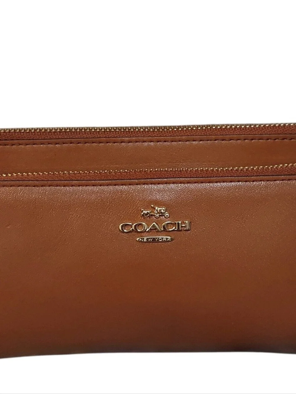 Coach Double Zip Leather Wristlet Wallet Like New
